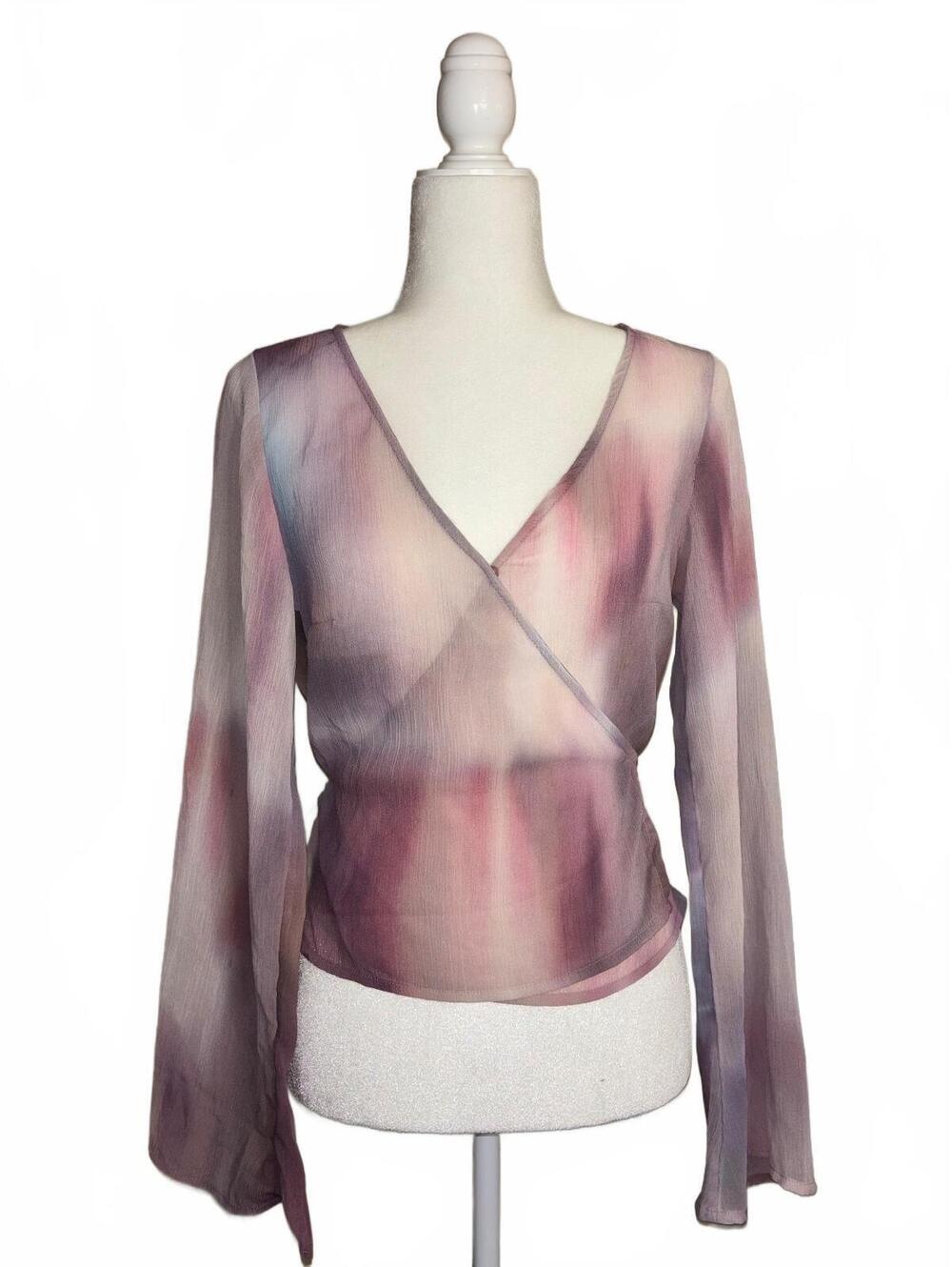 H&M sheer, watercolor-wash wrap Fairy top dreamy pink and lavender tones